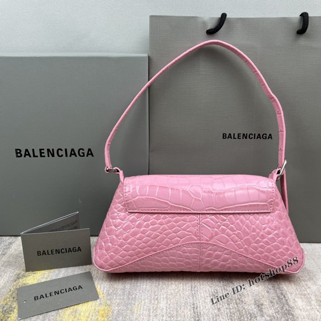 Balenciaga專櫃2022爆款XX系列腋下包 巴黎世家鱷魚粉肩背女包 fyj1260